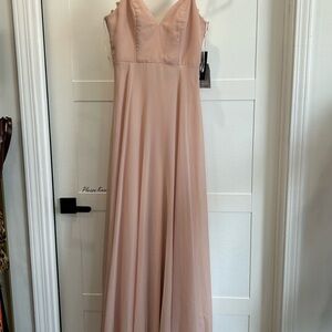 Nwt Lulu's Chiffon Maxi Dress Gown Romantic Bridesmaids Prom Size S Pink Wedding